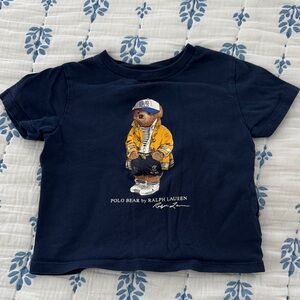 Ralph Lauren Kids Navy and Yellow Polo Bear Tee